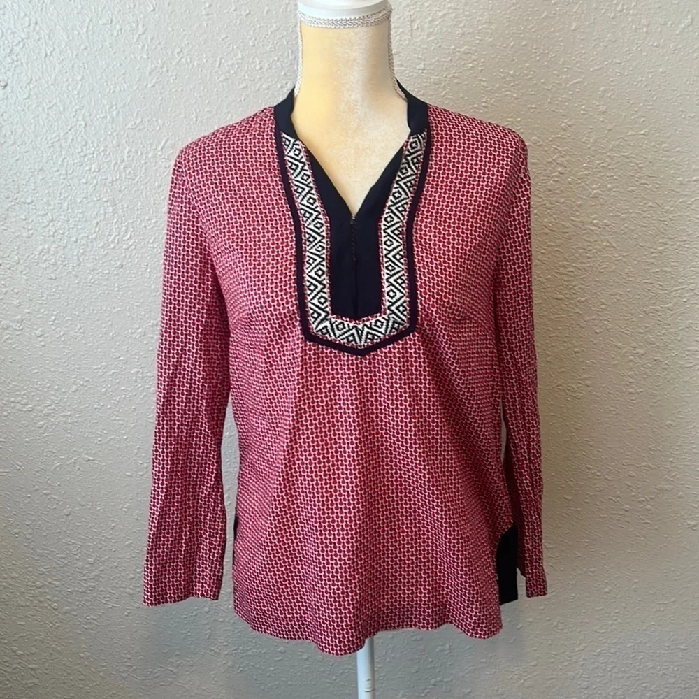 TALBOTS Long Sleeve Embroidered Pullover Blouse Size S